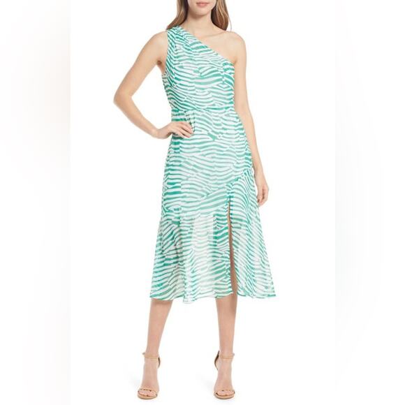 NWT Sam Edelman‎ Stripe One Shoulder Midi Dress - Picture 1 of 11